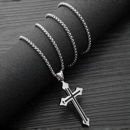 Colar cruzado, aço titânio com cor resistente, corrente unissex moderna para a clavícula, pingente criativo estilo hip-hop, acessórios descolados para casais