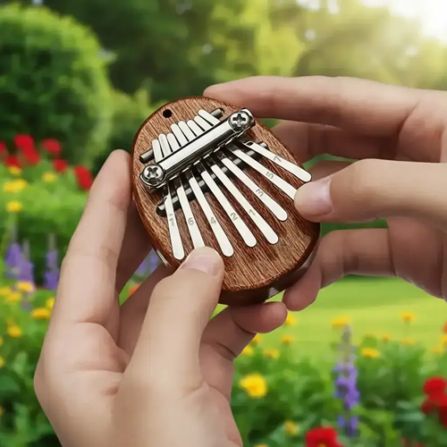 Mini 8 Key Thumb Piano（Gift box + metal chain + hanging rope）
