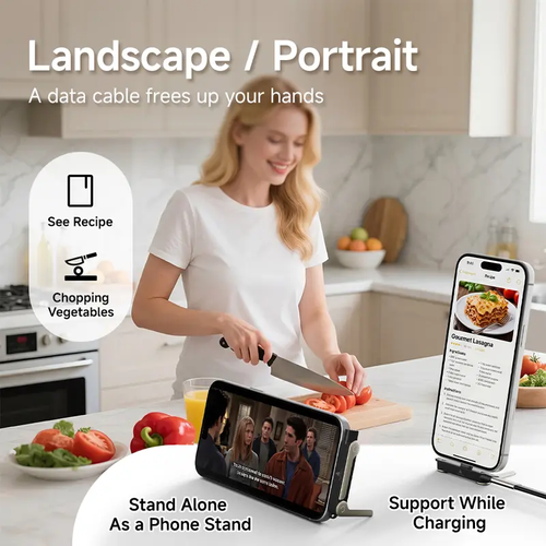 Basemo 240W Rotating 2-in-1 Charging Cable with Stand