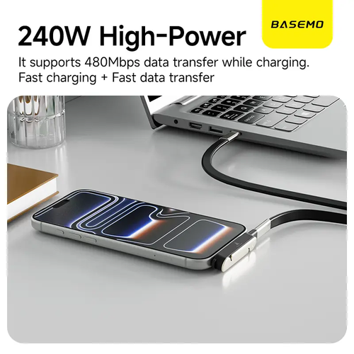 Basemo 240W Rotating 2-in-1 Charging Cable with Stand