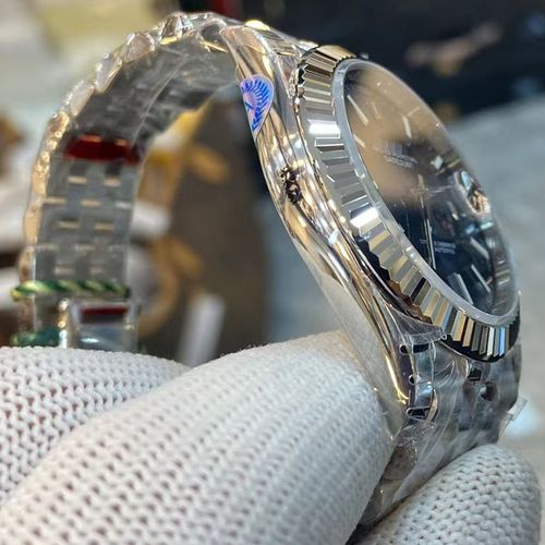 Rolex Oyster Perpetual Datejust Watch - Stainless Steel with Fluted Bezel, Black.Blue Dial, Luxury Automatic Timepiece