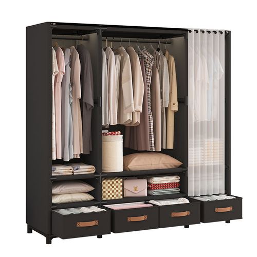 360° Dust-Proof Wardrobe - Multifunctional Storage, Strong Load-Bearing & Privacy Curtain Design｜Home Organization Must-Have