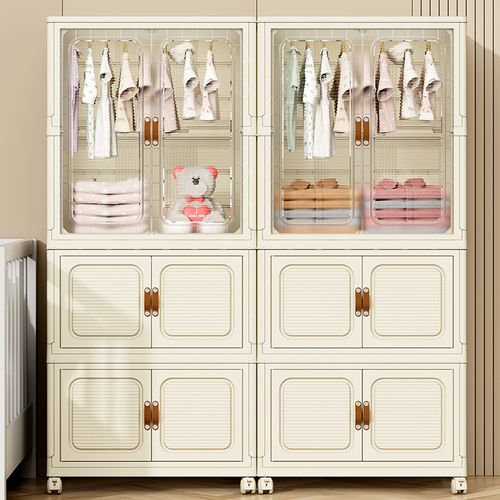 Folding Storage Cabinet - Strong Load-Bearing, Dust-Proof, Multi-Combination & Mobile Design｜Home Organization Essential