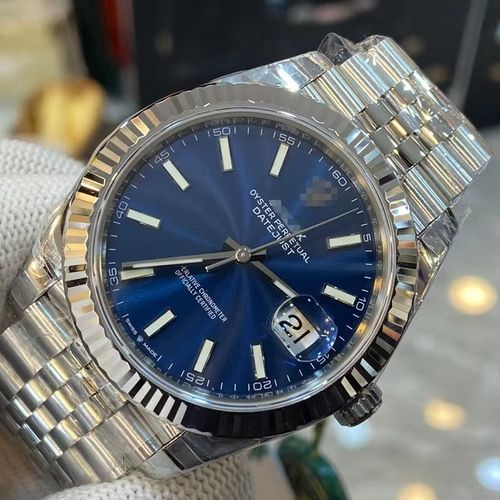 Rolex Oyster Perpetual Datejust Watch - Stainless Steel with Fluted Bezel, Black.Blue Dial, Luxury Automatic Timepiece