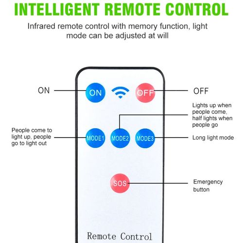 Solar Motion Sensor LED Light - IP65 Waterproof, Remote Control & 3 Modes