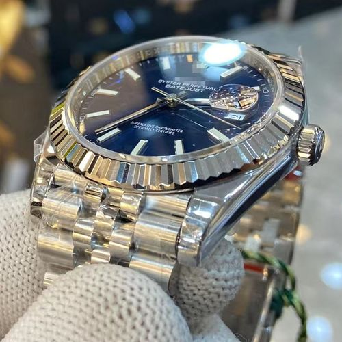 Rolex Oyster Perpetual Datejust Watch - Stainless Steel with Fluted Bezel, Black.Blue Dial, Luxury Automatic Timepiece