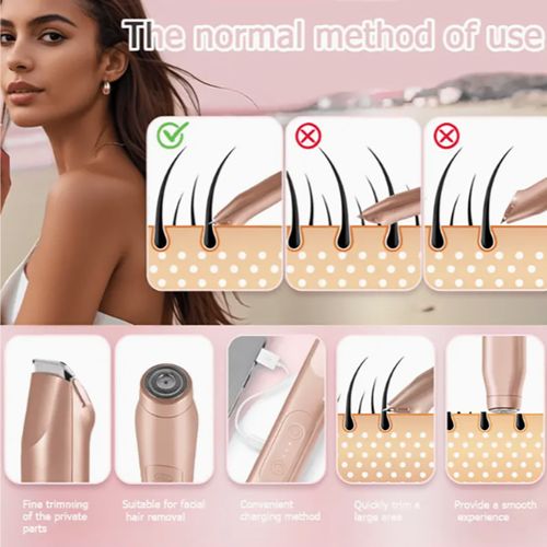 2-in-1 Women's Electric Trimmer - IPX7 Waterproof, Painless Hair Removal for Whole Body & Facial Use｜Beauty Essential