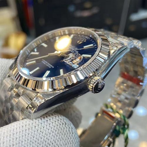 Rolex Oyster Perpetual Datejust Watch - Stainless Steel with Fluted Bezel, Black.Blue Dial, Luxury Automatic Timepiece