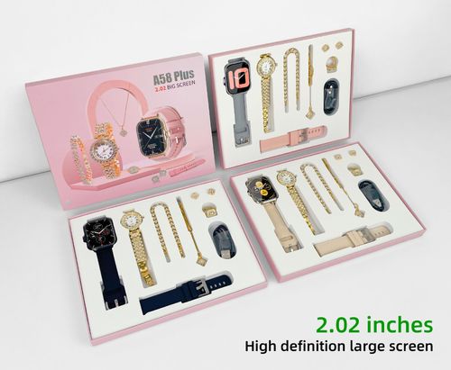 A58 Plus Smartwatch & Jewelry Set - 2.02  Big Screen, Stylish Accessories Bundle for Women｜Fashion & Tech Essential