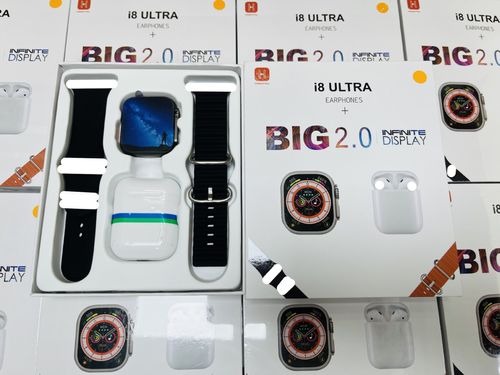 i8 Ultra Smartwatch + Bluetooth Earbuds Combo - 2.0 HD Big Screen, Dual Straps & Bluetooth Calling