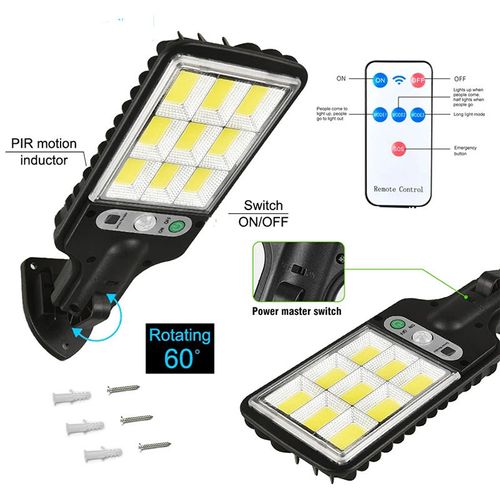 Solar Motion Sensor LED Light - IP65 Waterproof, Remote Control & 3 Modes