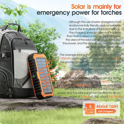 20000mAh Solar Hand-Crank Power Bank - Outdoor Survival Essential with Compass & Level