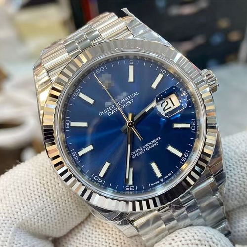 Rolex Oyster Perpetual Datejust Watch - Stainless Steel with Fluted Bezel, Black.Blue Dial, Luxury Automatic Timepiece