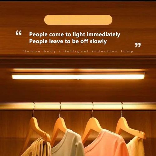 Motion Sensor LED Strip Light - 3M Sensing Range, 3 Dimming Modes, Rechargeable 2200mAh Battery, Ideal for Closet.Stairs.Drawer & More