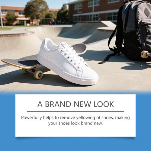 White Shoe Cleaning Cream with Sponge, Efficient Stain & Yellow Remover for Sneakers, No Water Wash Shoe Cleaner