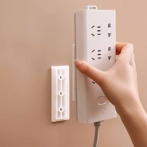 Self-Adhesive Power Strip Holder, No Drill Wall Mount Socket Fixer, Removable Punch-Free Plug Extension Bracket.Pack of 4