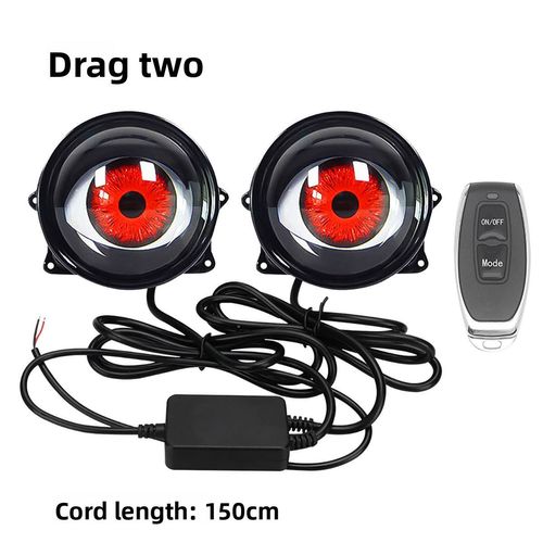 Dynamic Evil Eye LED Projector Lens With Remote Control, Universal Demon Eye LED Headlight for Cars & Boda Boda Motorcycle, Kenya Vehicle Modification Light