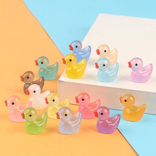 Glow In Dark Mini Resin Duck Figurines, Cute Luminous Tiny Ducks Ornaments for Fish Tank, Micro Landscape, Garden and Home Decoration,Pack of 100