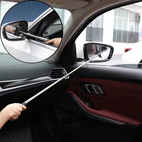 Telescopic Car Rearview Mirror Squeegee, Portable Auto Side Mirror Water Wiper, Car Glass Water Scraper for Rainy Days,Pack of 2