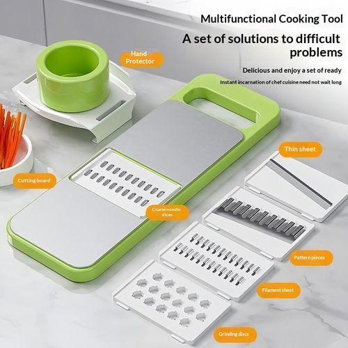 Multi Purpose Vegetable Slicer with Hand Guard | Safe No Blade Contact Kitchen Cutter for Potato, Carrot & Cucumber