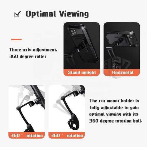 Magnetic Waterproof Motorcycle Phone Mount, 360° Rotatable Bike Phone Holder for Handlebar, Shockproof Phone Case for Motorbike Riding