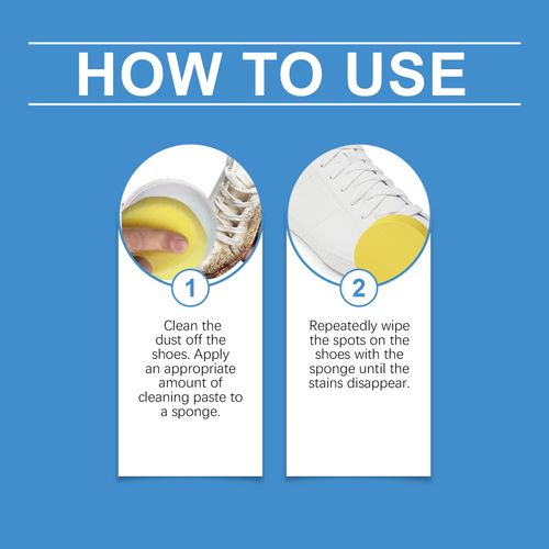 White Shoe Cleaning Cream with Sponge, Efficient Stain & Yellow Remover for Sneakers, No Water Wash Shoe Cleaner