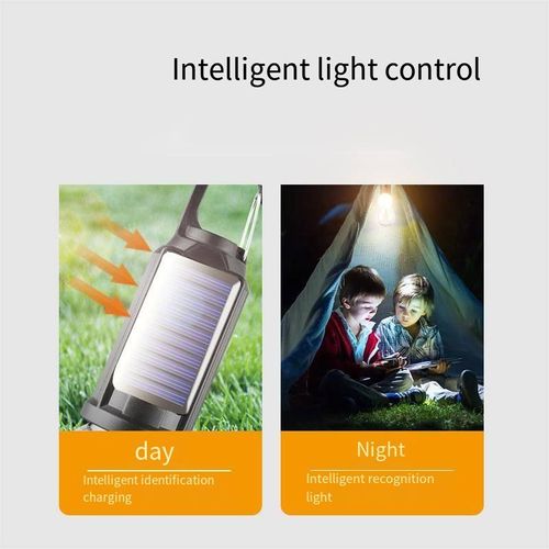 Portable Solar LED Hanging Light Bulb Rechargeable Hook Lamp For Camping Home Power Failure Emergency Lighting.Flat-bottomed style.Pack of 2
