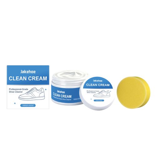 White Shoe Cleaning Cream with Sponge, Efficient Stain & Yellow Remover for Sneakers, No Water Wash Shoe Cleaner