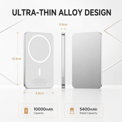 Magnetic Wireless Power Bank 10000mAh, 20W Fast Charging Portable Magnetic Charger for iPhone, Slim Metal Magnetic Powerbank