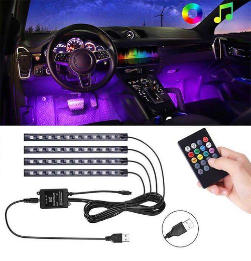 RGB Car Interior Footwell LED Lights, USB Powered Under Dash Lighting Kit with Remote & Music Mode, IP68 Waterproof, Multi Color Atmosphere Light For Cars & Boda Boda Kenya