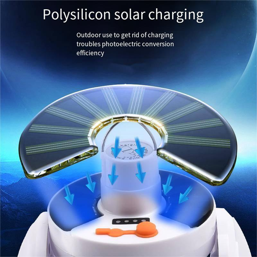 Solar LED Foldable Soccer Light, Rechargeable Hanging Camping Lantern, Portable Emergency Light for Power Outage Outdoor Home Use