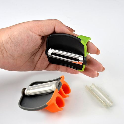 Finger Ring Vegetable Fruit Peeler, Safe Handheld Potato Peeler with Sharp Stainless Steel Blade, Non-Slip Finger Grip Kitchen Peeling Tool for Kenya Home Cooking,Pack of 2