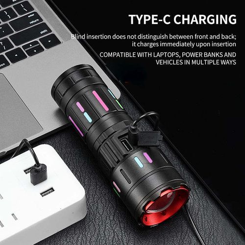 High Power Rechargeable LED Flashlight, Ultra Long Range Bright Torch with Power Display, Waterproof Flashlight for Outdoor Camping Emergency