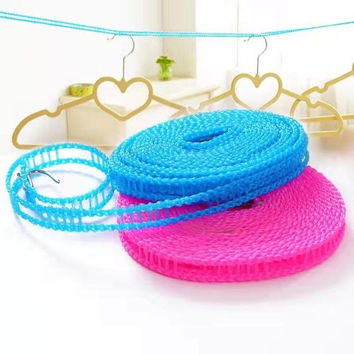Wind Resistant Anti-Slip Clothes Drying Rope, Woven Mesh Laundry Line, Strong Tension Clothesline with Hooks for Backyard Camping,Pack of 2