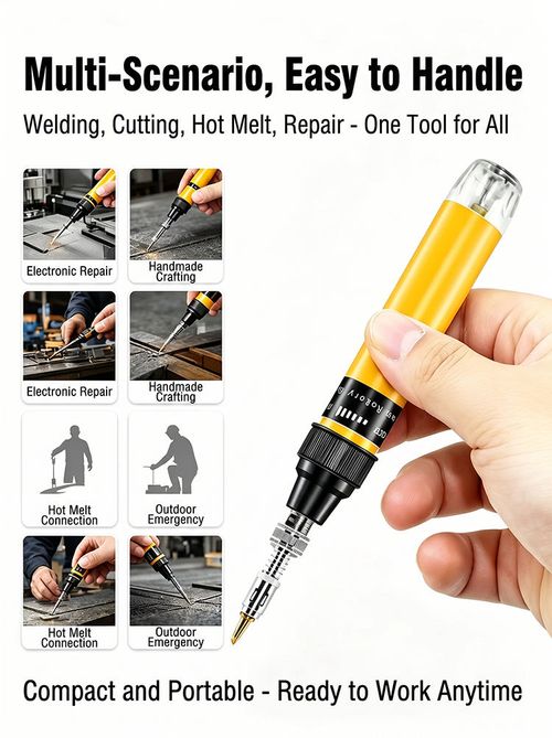 Portable Gas Soldering Iron Kit Cordless Butane Welding Pen, Multi-purpose Tool for Electronic Repair, Cutting, Hot Melt & Outdoor Emergency