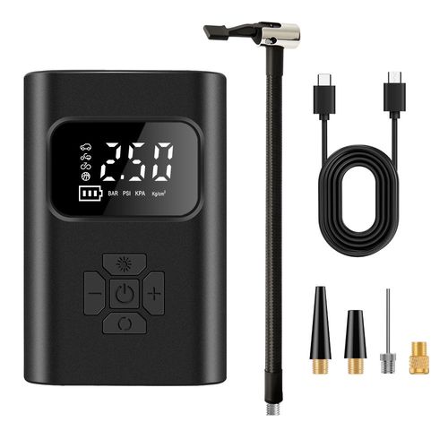 Portable Cordless Tire Inflator, Rechargeable Digital Air Pump with LED Light for Car Motorcycle Bicycle Bal