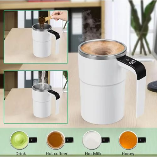 USB Rechargeable Automatic Stirring Coffee Mug, 304 Stainless Steel Self Mixing Cup with Digital Temperature Display & Lid for Home Office Kenya