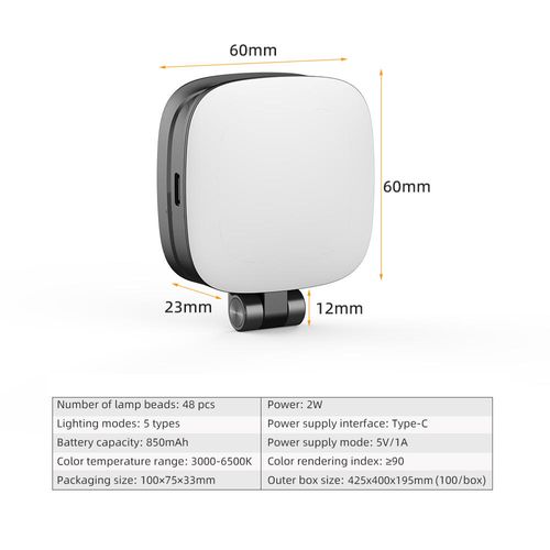 2 in 1 Phone Selfie Mirror & Rechargeable LED Fill Light, 3 Light Modes, 270° Rotatable for Selfies, Vlogs, Live Streaming & Makeup