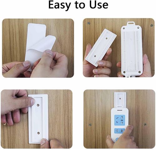 Self-Adhesive Power Strip Holder, No Drill Wall Mount Socket Fixer, Removable Punch-Free Plug Extension Bracket.Pack of 4