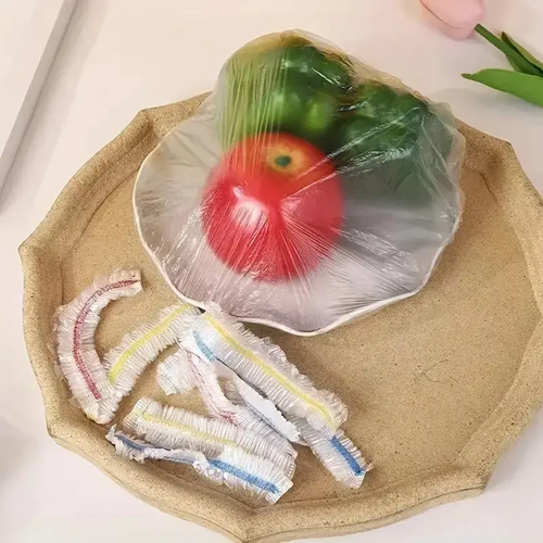 200PCS Multi‑Purpose Disposable Stretch Food Covers, Elastic PE Plastic Bowl Wraps, Reusable Food Storage Lids for Home Kitchen Refrigerator, Can Be Used As Shower Caps