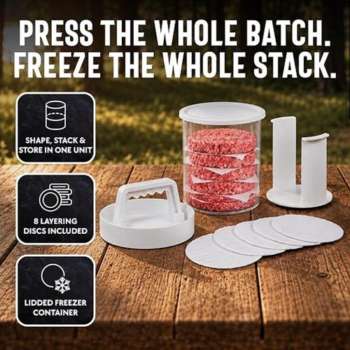 Tired of messy burger patty prep? One tool press and store meat patties