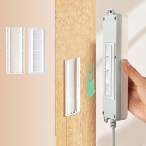Self-Adhesive Power Strip Holder, No Drill Wall Mount Socket Fixer, Removable Punch-Free Plug Extension Bracket.Pack of 4