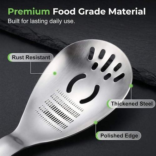 2 in 1 Stainless Steel Ginger Garlic Grater Spoon Multi-functional Kitchen Colander Spoon for Straining Food & Grinding Garlic Ginger