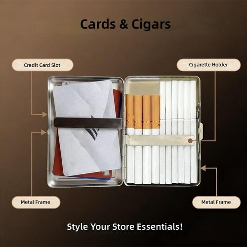2 in 1 Metal Cigarette Case & Card Holder, Vintage Art Print Hard Metal Cigarette Box, Portable Credit Card Cash Storage Box, Anti-pressure Cigarette Holder for Men Women Kenya,Unboxing patterns (blind box style)