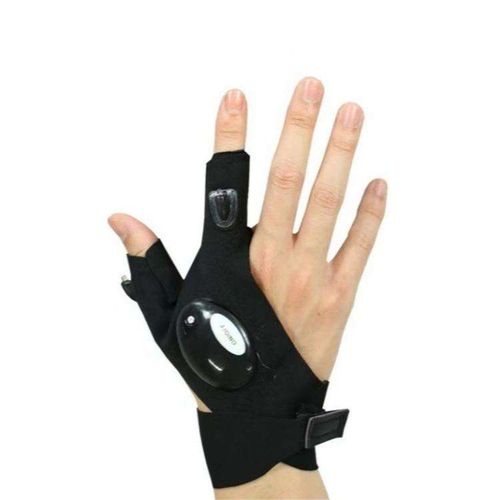 Rechargeable LED Light Work Glove, Hands‑Free Illumination Half‑Finger Glove for Mechanic, Fishing, Camping Night Working