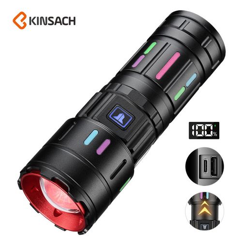 High Power Rechargeable LED Flashlight, Ultra Long Range Bright Torch with Power Display, Waterproof Flashlight for Outdoor Camping Emergency