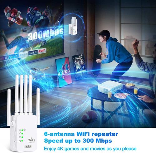 Wireless WiFi Range Extender Repeater 1200Mbps, 6 Antennas Dual Band Signal Booster, WPS Easy Connection for Home CCTV & Solar Camera