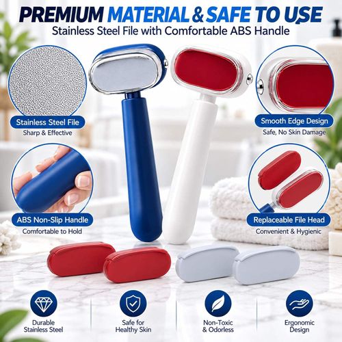 Dual Sided Foot File, Stainless Steel Foot Scraper with Replaceable Head, Safe Foot Rasp for Removing Calluses, Dead Skin & Cracked Heels, Home Foot Care Tool Kenya