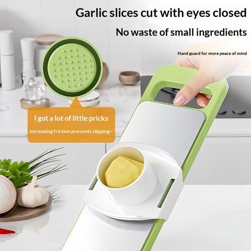 Multi Purpose Vegetable Slicer with Hand Guard | Safe No Blade Contact Kitchen Cutter for Potato, Carrot & Cucumber