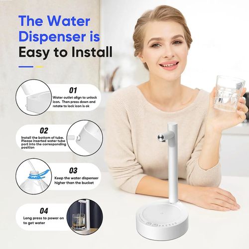 Desktop Electric Water Dispenser Pump, Rechargeable Automatic Water Bottle Pump for 5‑20L Water Jugs, Portable USB Charging Water Pump for Home Office Outdoor Camping